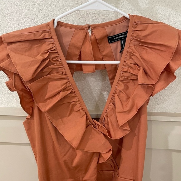 BCBGMAXAZRIA Women’s Peach Ruffle Romper Size XXS - Picture 8 of 14